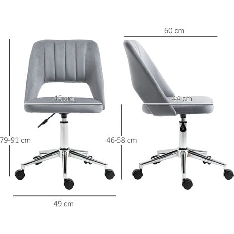 Chaise de bureau design contemporain dossier ergonomique ajouré strié hauteur réglable pivotante 360° piètement chromé velours gris