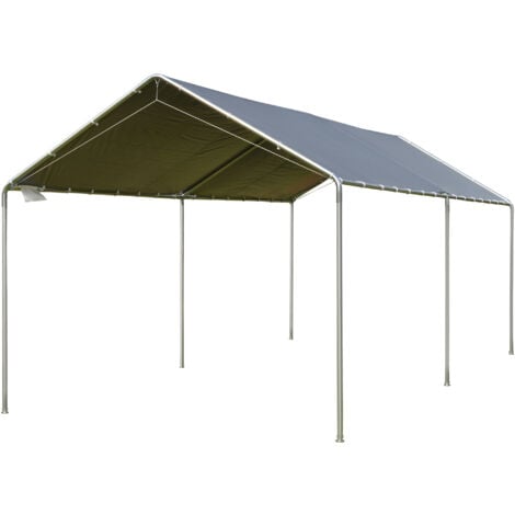 Carport auvent pour voiture 5,95L x 2,90l x 2,60H m acier galvanisé robuste PE haute densité gris