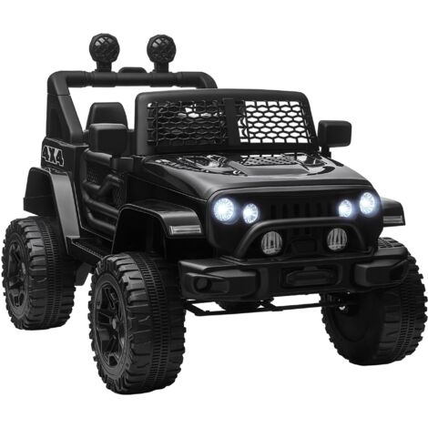 Homcom – Voiture électrique enfant 4x4 noir – 2 moteurs 35W – Vitesse max. 5 km/h – Télécommande 2,4 G incluse – Effets lumineux et sonores