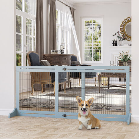 Barrière Chien Yaheetech 201x60cm - Sans Percage | 4 Panneaux Pliables MDF | Pour Intérieur/Extérieur