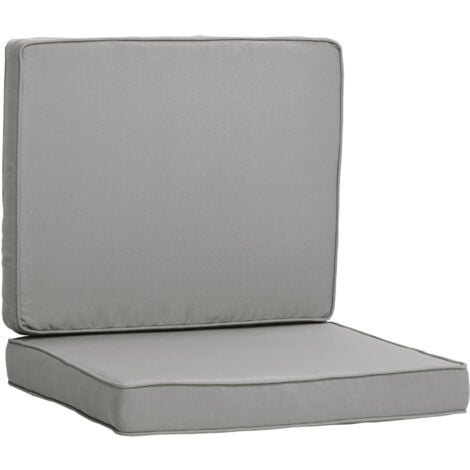 Coussins de fauteuil de jardin zippés déhoussables - galettes de chaise de jardin - épais rembourrage 7 cm - polyester haute densité gris
