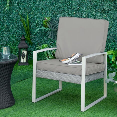 Coussins de fauteuil de jardin zippés déhoussables - galettes de chaise de jardin - épais rembourrage 7 cm - polyester haute densité gris