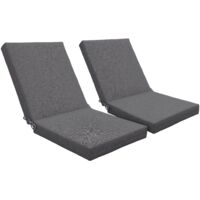 Outsunny – Lot de 2 coussins d'extérieur 112x51x8cm – Polyester hydrofuge – Attaches de fixation – Confort 8cm d'épaisseur – Gris foncé
