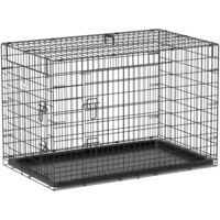 Pawhut – Cage et sac de transport pour chien – Métal noir – Dimensions 92x57x62,5 cm – Double ouverture sécurisée – Plateau amovible et facile à nettoyer