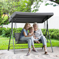 Balancelle de jardin 3 places grand confort toit inclinaison réglable assise et dossier ergonomique acier textilène gris - Gris