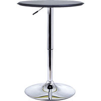 Table de bar table bistro chic style contemporain table ronde hauteur réglable 67-93 cm Ø 63 cm plateau pivotant 360° métal chromé PVC noir - Noir