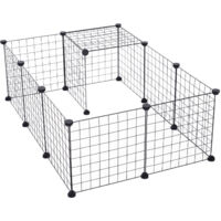 Pawhut – Parc enclos pour petits animaux – Structure en fil métallique noir – Dimensions 106x73x36cm – Montage multi-configurations