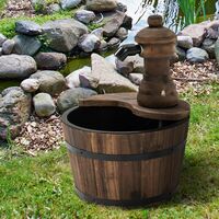Fontaine de jardin tonneau pompe à eau submersible incluse Ø 27 x 37H cm bois de pin marron - Marron