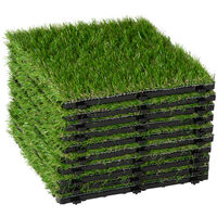 Gazon synthétique artificiel set de 10 dalles carreaux 30 x 30 cm épaisseur confort 3,5 cm à emboîter vert