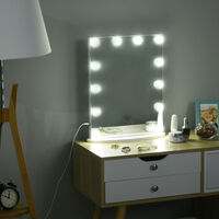 Miroir maquillage Hollywood lumineux LED intensité réglable pour coiffeuse dim. 41L x 13P x 51H - Blanc