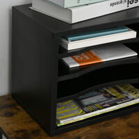 35,5L x 25l x 28,6H cm Organiseur bureau bois noir avec 4 couches fournitures support dimprimante dim