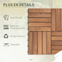 Dalles terrasse - caillebotis - lot de 27 pcs, surface max. 2,5 m²- emboîtables, installation très simple - carreaux bois sapin teinté brun