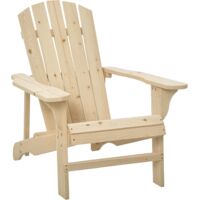 Outsunny – Fauteuil Adirondack en bois massif de sapin – Haut dossier incliné – Assise profonde – Large accoudoirs – Confort optimal – Montage facile