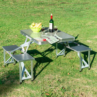 vidaXL Table de Pique-Nique Jardin Verte Pliante à 4 sièges légère en Aluminium