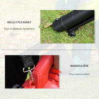 Souffleur aspirateur broyeur à feuilles 3000 W - sac ramassage 45 L - roulettes & bandoulière - PP rouge noir