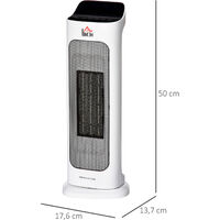 HOMCOM Chauffage soufflant oscillant 2000 W - radiateur céramique PTC - 3 niveaux de puissance - chauffage d'appoint avec télécommande blanc noir
