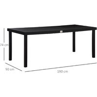 Table de jardin rectangulaire pour 8 personnes en aluminium plateau PE à lattes aspect bois dim. 190L x 90l x 74H cm noir - Noir