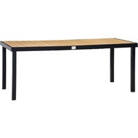 Table de jardin rectangulaire pour 8 personnes en aluminium plateau PE à lattes aspect bois dim. 190L x 90l x 74H cm noir