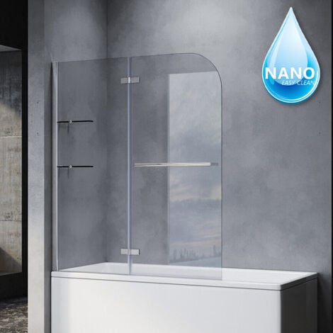 EMKE Paroi de douche pour baignoire 110 x 140 cm - Paroi de douche pliable  - Pare-baignoire Nano - Revêtement facile à nettoyer : : Bricolage