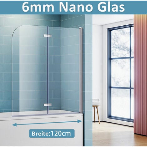 SONNI Panneau de baignoire avec verre NANO ESG de 6mm Paroi de baignoire pliante H140xL120cm