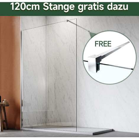 SONNI 120x200cm Walk in Paroi de douche, NANO ESG 8mm, Paroi de douche en verre avec stabilisateur (1/5)