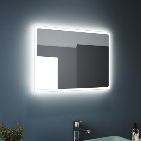 SONNI Miroir de salle de bain Éclairage Led Miroir de salle de bain avec éclairage Led blanc froid 60x40 cm vertical/horizontal, interrupteur mural, classe de protection IP44 (1/5)