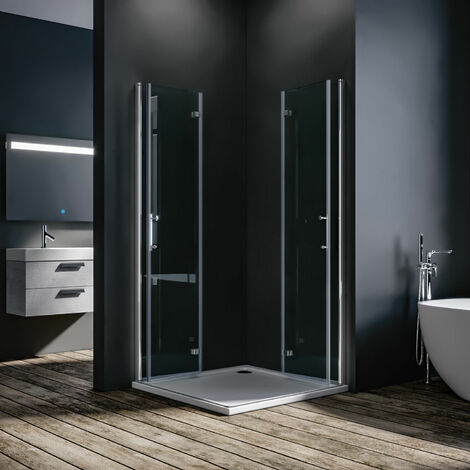 Cabine De Douche D'angle Aica 80x80 Cm – Porte Pliante Pivotante, Verre 6mm Anti-calcaire, Hauteur 185cm