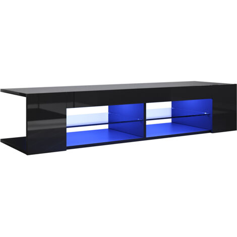 SONNI Armoire TV noire TV Lowboard avec éclairage LED 135x39x30cm,avec