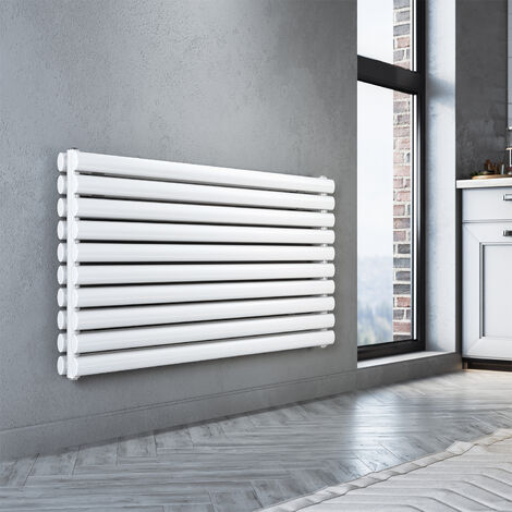 SONNI blanc 1200x600mm double radiateur horizontal chauffant, raccordement latéral