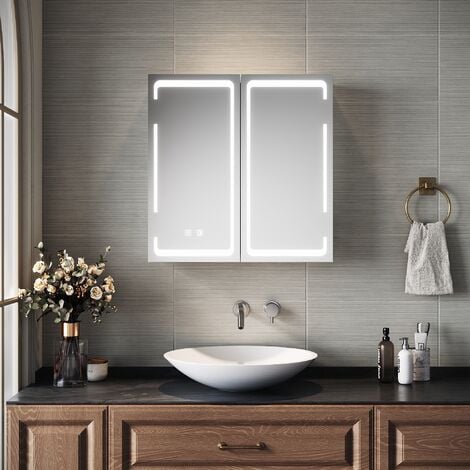 Aurlane Miroir salle de bain LED rectangulaire auto-éclairant 80x70cm -  Ulysse LED 80 pas cher 