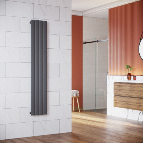 SONNI Radiateur eau chaude en acier Conception murale Vertical Radiateur chauffage central 1600x311mm Panneau Unique Anthracite (554W)