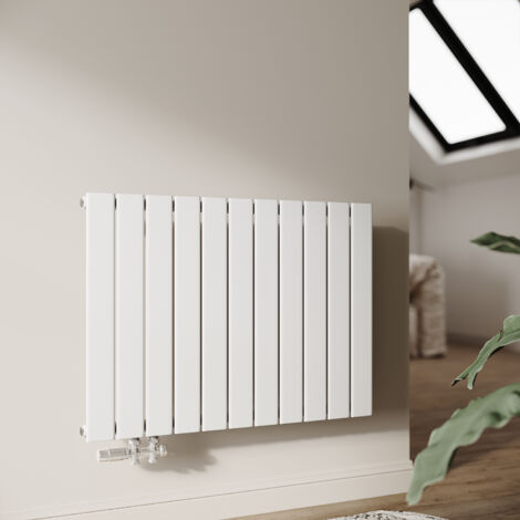 SONNI Radiateur eau chaude en acier Conception murale Vertical Radiateur chauffage central 630x850mm Panneau Unique Blanc (642W) Horizontal
