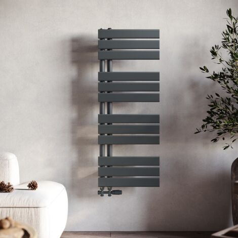 SONNI Sèche-serviette eau chaude Radiateur 1038x400mm Sèche-serviettes Chauffe-serviettes Panneau Raccordement latéral Anthracite