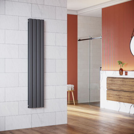 SONNI Radiateur eau chaude en acier Conception murale Vertical Radiateur chauffage central 1600x311mm Panneau Double Anthracite (827W)