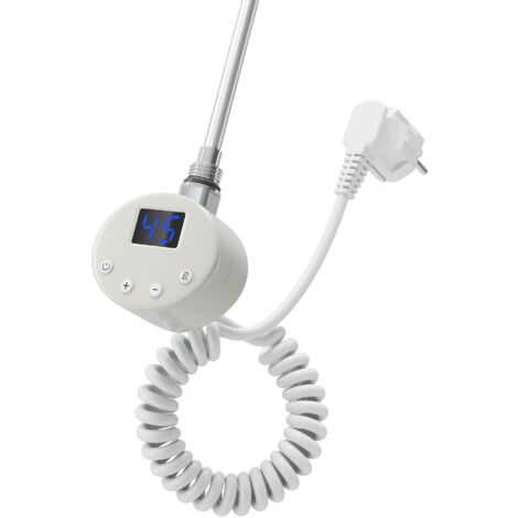 Cartouche Chauffante Radiateur 900W Avec Thermostat - Pour Chauffe-Serviettes - Minuterie, Écran Numérique - Blanc