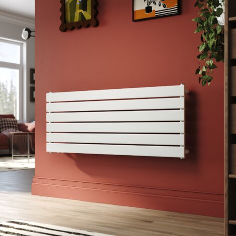 SONNI Radiateur eau chaude monocouche Blanc Horizontal en acier 465x1200 mm Radiateur chauffage central (629W)