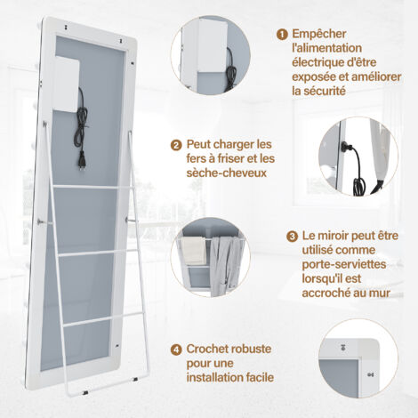 SIRHONA Miroir Sur Pied, Avec Support Amovible, Miroir Plein Longueur Cintre Pour Habillage Sur Piedmural 1600 X 600 X 28 Mm 87953551