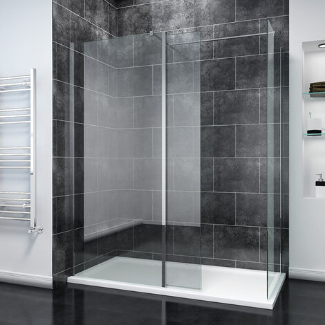 70 x 190 cm verre 8 mm paroi fixe Walk In style industriel SIRHONA Paroi de douche à litalienne avec un support fixe 30 cm Porte de douche pivotante
