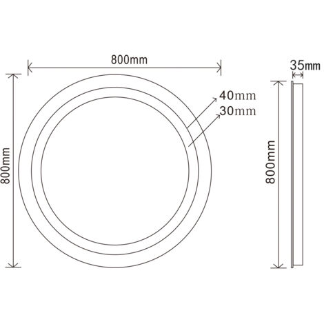 Miroir rond led Lumineuse LED Miroir de maquillage modèle classique miroir anti-buée avec interrupteur tactile,lumière blanche,SIRHONA - 80x80cm