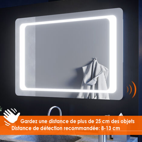 Miroir Salle De Bain Led Rond 50 Cm, Avec Interrupteur Tactile + 3