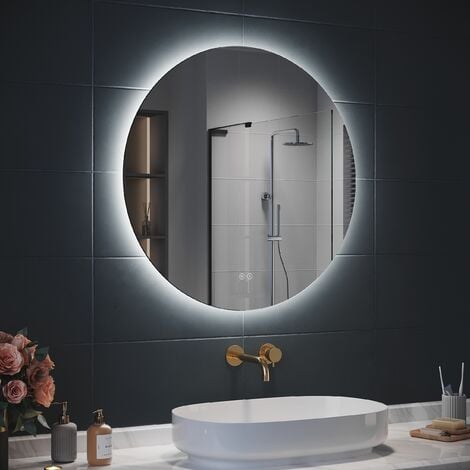 AICA Miroir rond LED tactile anti-buée salle de bain suspendu