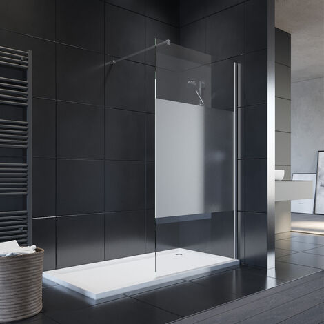 SONNI Walk in Paroi de douche  verre 800x2000mm partiellement satiné Paroi de douche 8mm ESG Nano verre (1/5)