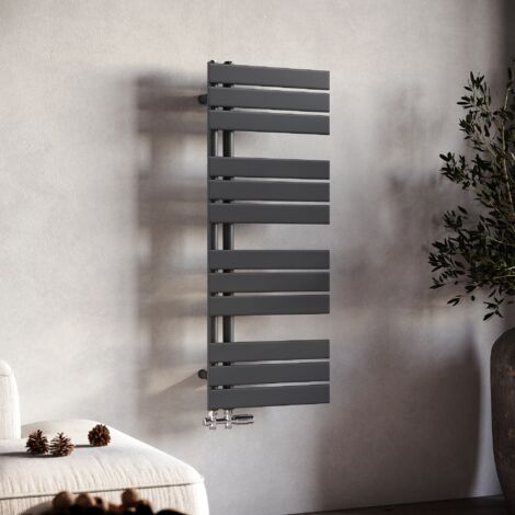 SONNI Radiateur Sèche-Serviettes Sèche Serviettes Anthracite Sèche-Serviettes Eau Chaude vertical Sèche-Serviettes Plat Radiateur de Salle de Bains Connexion Latérale 1000x400mm (1/5)
