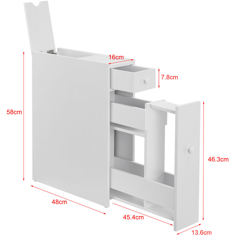 en.casa] Mobile da Bagno a Terra (AxPxL) 58 x 16 x 48 cm Contenitore  Salvaspazio con Cassetti Armadietto da Bagno - Bianco : : Casa e  cucina