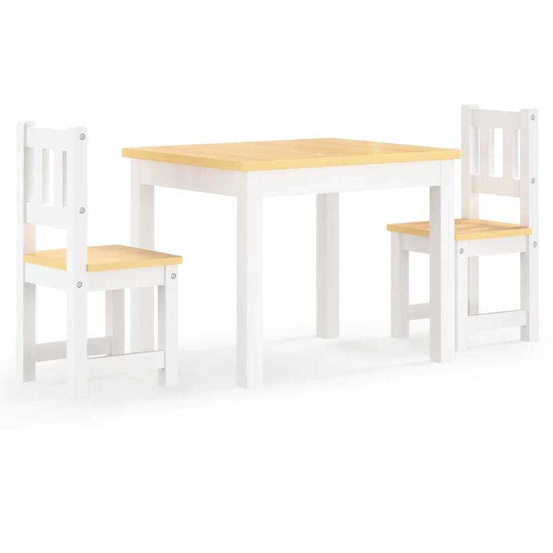 Set Tavolo e Sedie per Bambini 3 Pezzi in legno gioco bambini cameretta  colore : Bianco e rovere