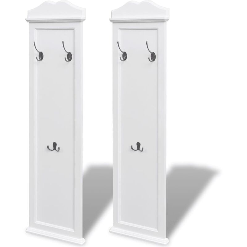 Set Appendiabiti 2 pz in Legno Massello di Abete 28x3.5x109 cm Bianco