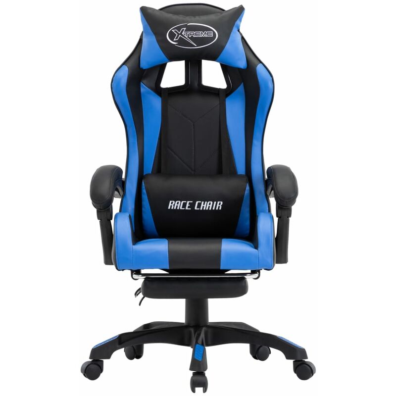 Sedia da Gaming con Poggiapiedi in Similpelle disponibile in vari colori  colore : BLU