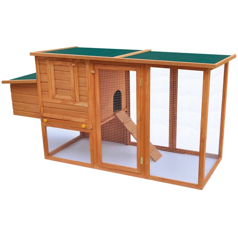 EASYCOMFORT Pollaio da giardino per Galline Tetto Impermeabile, Corsa, Zona  Nidificazione, Legno, 160x75x80cm