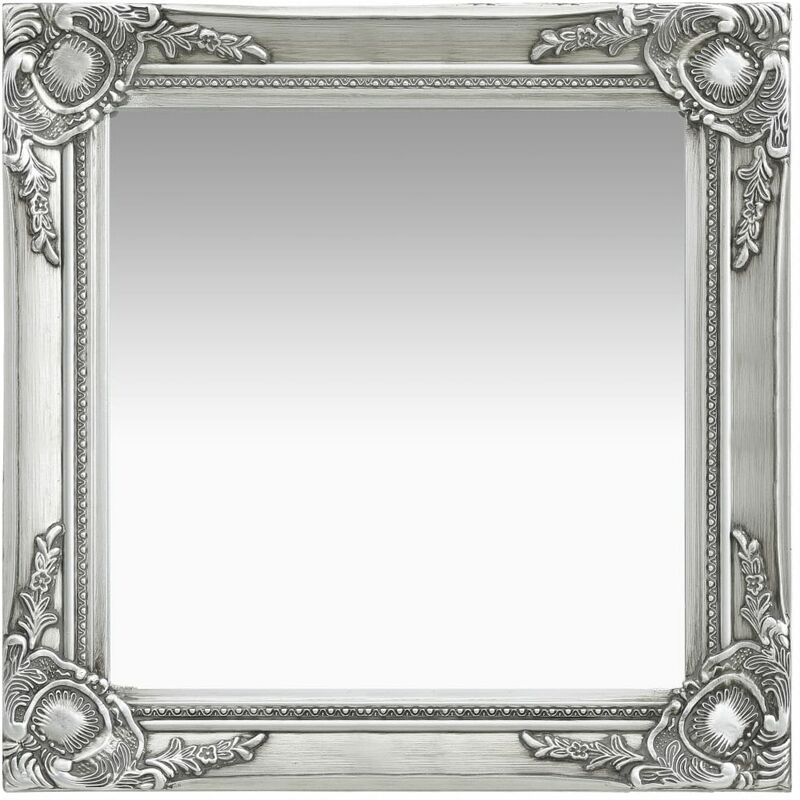 Specchio da parete rettangolare in stile barocco 50x80 cm in colore argento  Vida XL - Habitium®
