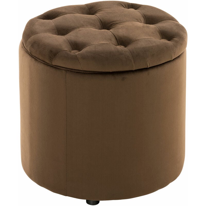 Elegante pouf contenitore in velluto con coperchio trapuntato vari colori  colore : Marrone